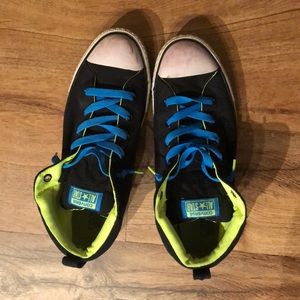 Black & Neon Lime Mid-Top Converse